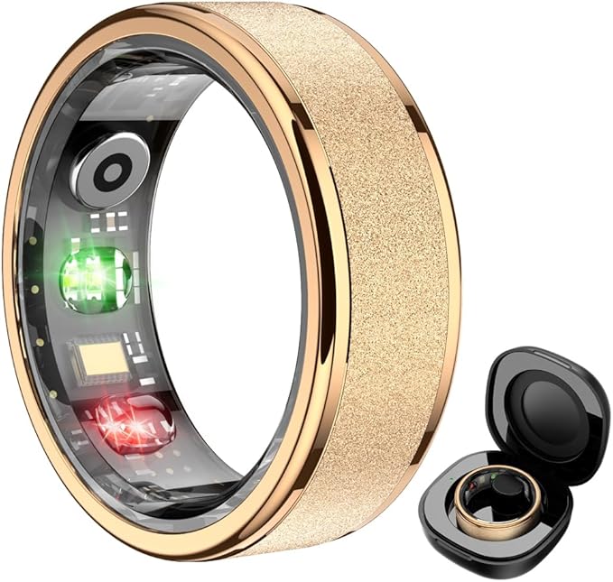 R10 Smart Ring, Smart Health Ring for Women, Features Heart Rate, Blood Oxygen, Sleep Monitoring, Pedometer, and Fitness Tracker, No Subscription Fee. (Rose Gold, 7#)