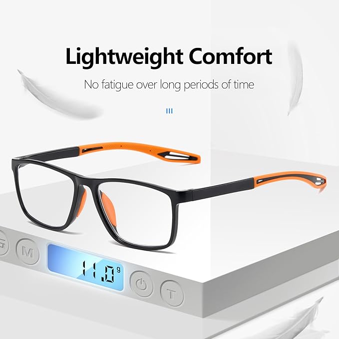 Reading Glasses for Men Sporty Design TR90 Blue Light Blocking Reader Comfortable and Flexible Lightweight +1.75