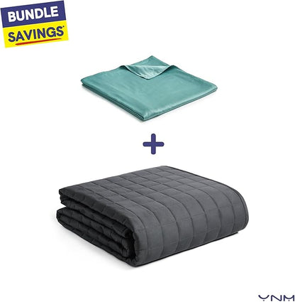 YnM Cooling 3-Side Zipper Duvet Cover for Weighted Blankets | Easy on, Easy Off Sea Grass, 80"x87"