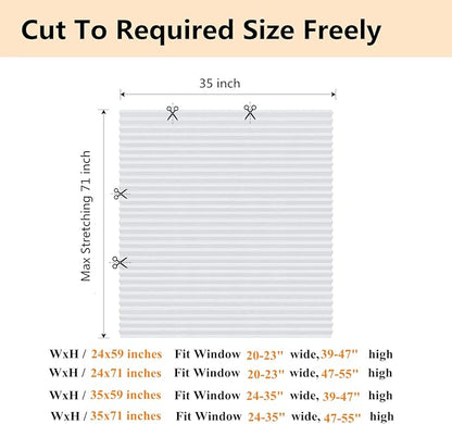 Window Blinds Cordless No Drill Cut to Size Clip On Stick On Self Adhesive Temporary Blinds Pleated Paper Blinds for Windows Doors Shades for Home Nursery Bedroom Kitchen Bathroom