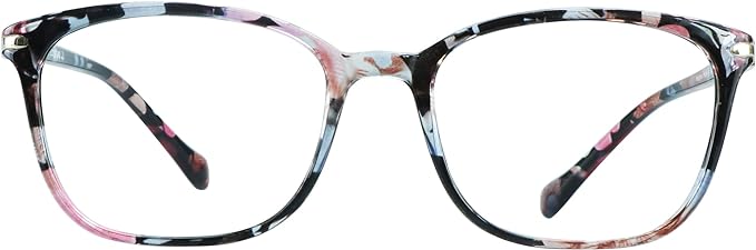 VisionGlobal Blue Light Blocking Glasses for Women, Anti Eyestrain, Computer Reading, TV Glasses, Stylish Square Frame, Anti Glare (Pink, +0.25 Magnification)
