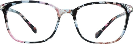 VisionGlobal Blue Light Blocking Glasses for Women, Anti Eyestrain, Computer Reading, TV Glasses, Stylish Square Frame, Anti Glare (Pink, +0.25 Magnification)