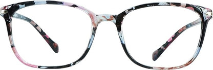 VisionGlobal Blue Light Blocking Glasses for Women, Anti Eyestrain, Computer Reading, TV Glasses, Stylish Square Frame, Anti Glare(+4.00 Magnification)