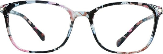 VisionGlobal Blue Light Blocking Glasses for Women, Anti Eyestrain, Computer Reading, TV Glasses, Stylish Square Frame, Anti Glare(+2.50 Magnification)