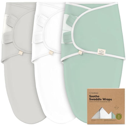 3-Pack Organic Baby Swaddle Sleep Sacks - Swaddles for Newborns, Infant 3-6 Months, Baby Girls, Boys, Soft & Snug Newborn Sleep Sack, Nursery Swaddling Blankets (Sage, L)