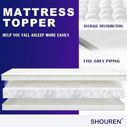 SHOUREN Memory Foam Mattress Topper King for Back Pain Relief, 2~3In Thick Plush Gel Foam Bed Topper 1700 GSM, Smooth & Supportive Pressure Relief, 80" x 78"