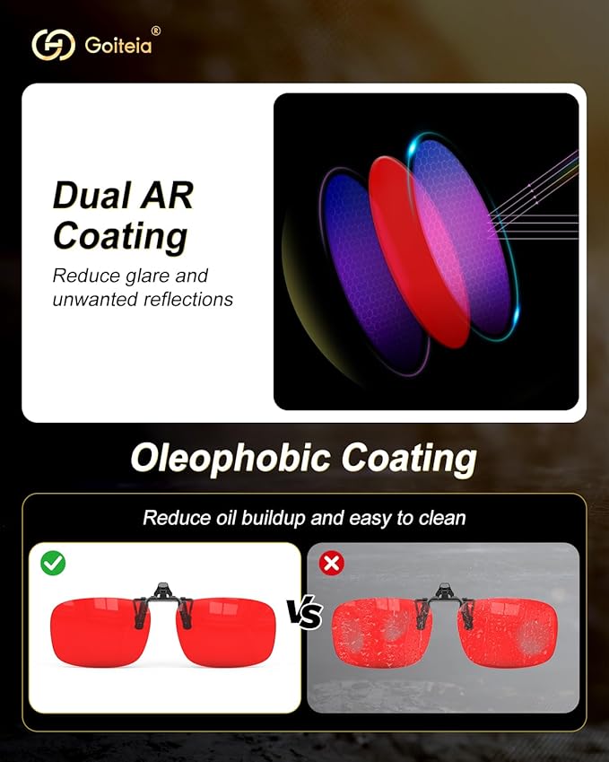 Goiteia Red Clip on Blue Light Blocking Glasses for Sleep-Block Blue & Green Light-Fast and Sound Sleep/Relieve Eye Strain