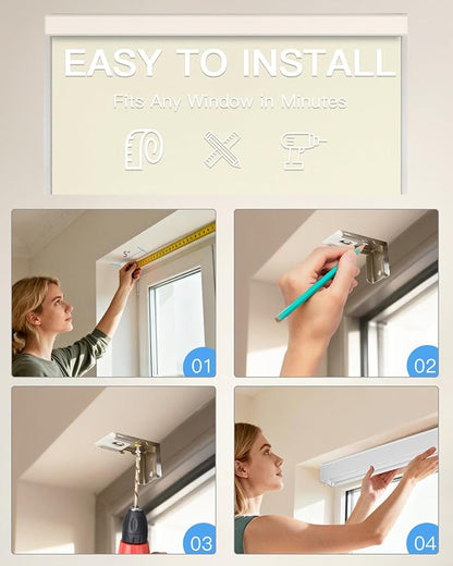 Motorized Roller Shade with Remote Control, Blackout Electric Shade for Windows Compatible with Alexa Google via Hub, Rechargeable Smart Window Blind Customized Size (Vinyl Beige)