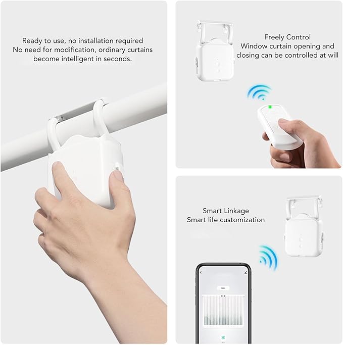 Dpofirs Automatic Curtain Opener, Remote Control Smart Curtain with Solar Powered, Curtains Robot Motor for Home, Scheduling