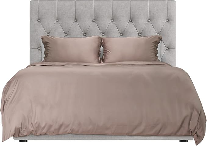 Hotel Sheets Direct 3 Piece Queen Size Duvet Cover Set, 100% Viscose Derived from Bamboo Comforter Cover with 2 Pillow Shams, Moisture-Wicking Silky Soft Texture, Cooling, Breathable, Easy Care, Sand