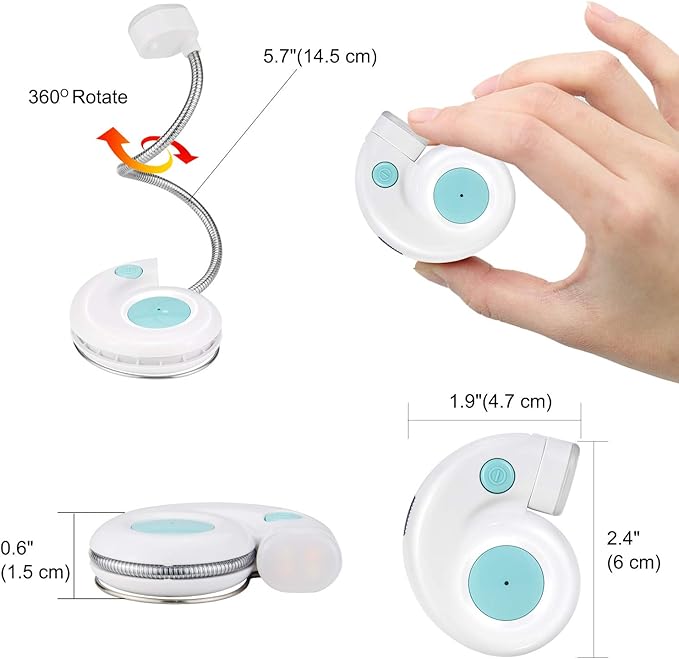 LUXSWAY Rechargeable Reading Book Light for Kids,LED Reading Lights for Books in Bed,Amber Book Lights with Magnetic, Flexible Gooseneck,Cute Bookmark Light for Bookworms-White