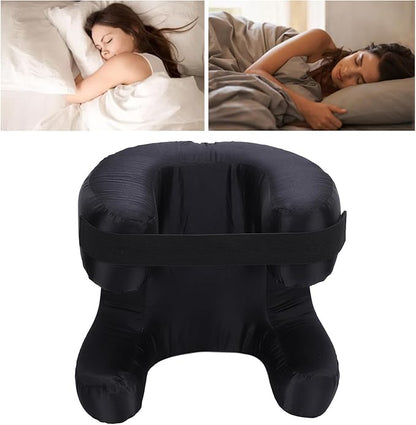 Memory Foam Face Pillow, Ergonomic Design, Silk Fabric Beauty Pillow for Back Sleep Training Pillow, Memory Foam Support, Soft Cushioning, Suitable for Comfortable Sleep (Black)