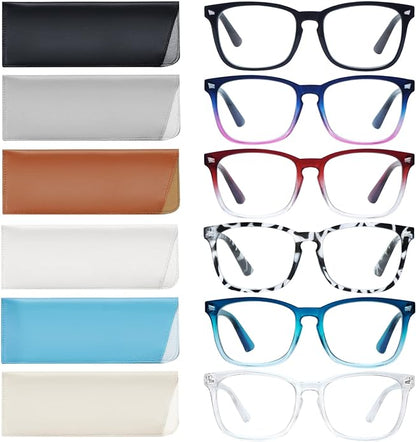 VIDEBLA 5 Pack Blue Light Blocking Reading Glasses,Spring Hinge Readers for Women Men,Anti UV Ray Filter Nerd Eyeglasses