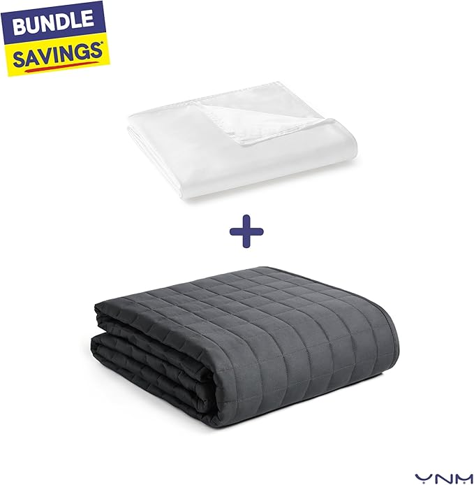 YnM Exclusive Cooling Duvet Cover for Weighted Blankets with 16 Strings (White, 80"x87")