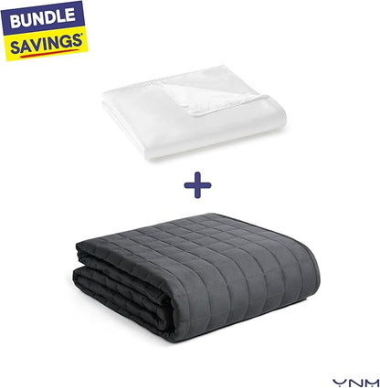 YnM Exclusive Cooling Duvet Cover for Weighted Blankets with 16 Strings (White, 88"x104")