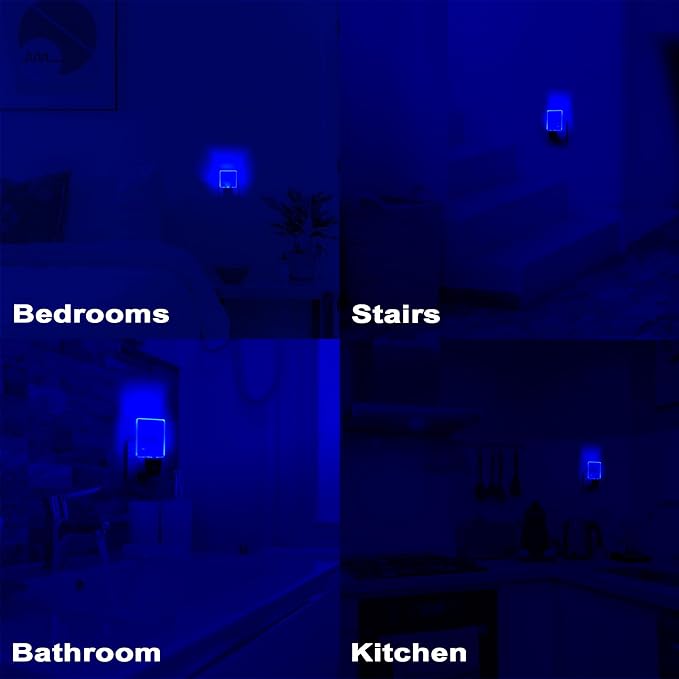 2 Pack 0.5W Plug in LED Night Light with Dusk to Dawn Sensor Blue