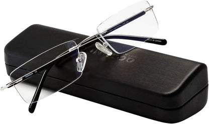 FONHCOO Blue Light Blocking Glasses Anti Blue Ray Unisex Lightweight Rimless Frameless Rectangle Computer Gaming Glasses