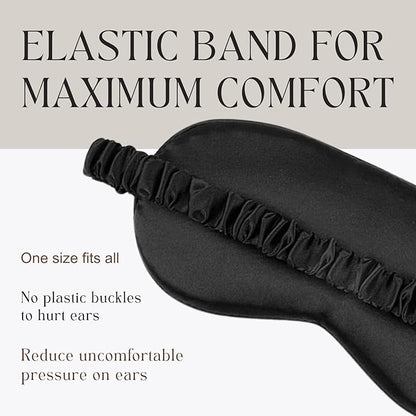 Silk Satin Sleeping Eye Mask, Black Sleep Eye Mask Night Blindfold for Women and Men, Soft Breathable Blackout Eyeshade Eye Cover for Travel, Wedding Bridesmaid Gift