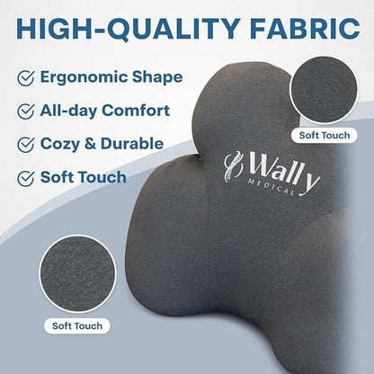 Luxury Lumbar Support Pillow for Office Chair & Car Seat – High-Density Memory Foam Ergonomic Back Support Cushion – Adjustable Strap, Removable Washable Cover – Includes Bonus Massage Roller