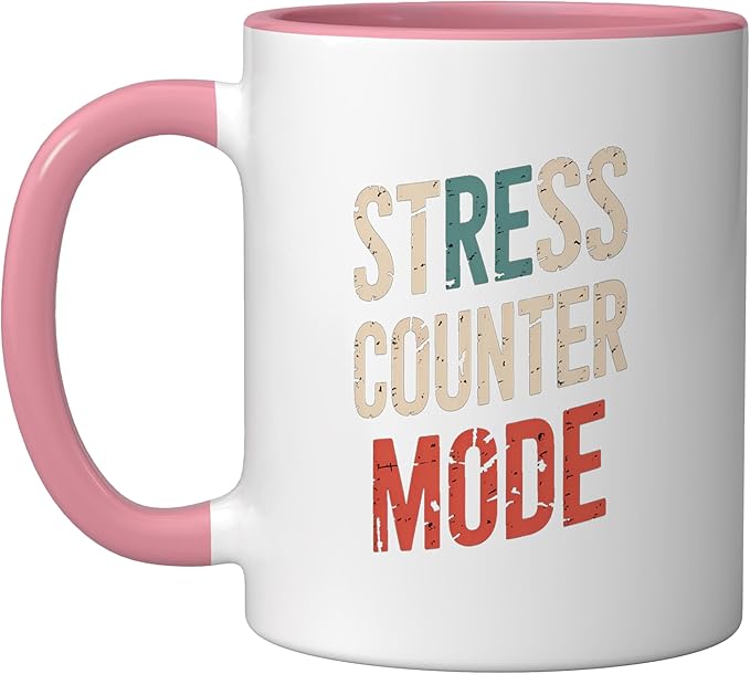 Relaxation Breathing Vagus Nerve Stimulation Stress Relief Ceramic Mug, Pink/White
