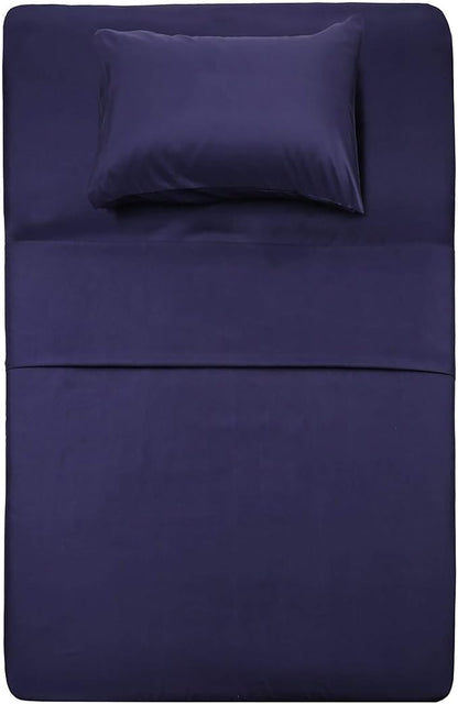 Best Season Bed Sheet Set - 1 Flat Sheet,1 Fitted Sheet and 1 Pillow Cases, Extra Soft Luxury Bedding Set,Deep Pockets,Wrinkle,Fade Resistant - Hypoallergenic- 3 Piece (Twin, Blue)