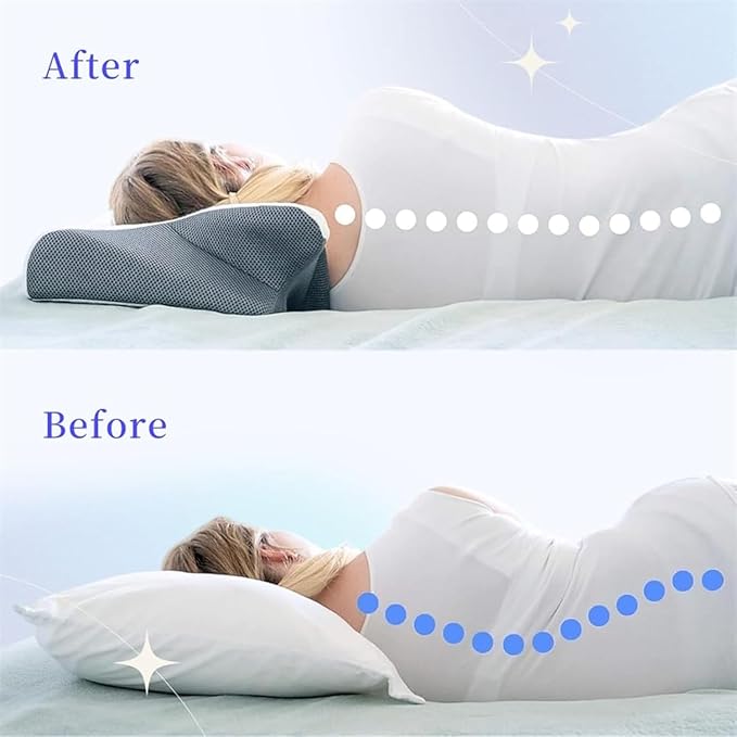 Sleep Apnea Pillow,Cervical Pillow for Sleep Apnea,Premium Memory Foam Pillows for Neck Pain Relief, Neck Support Ergonomic Pillows Side Sleeper Pillow, for Side, Back, Stomach Sleepers (White)