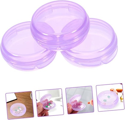 Baluue 3pcs Round Medicine Organizer Compact Pill Dispenser for Travel Material for Daily Medication Management and Storage