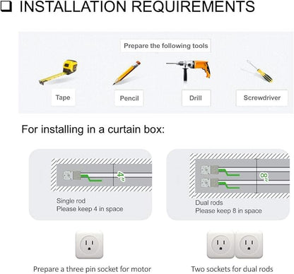 Smart Curtain System, Heavy Duty Electric Curtain Rod, WiFi Control, Compatible with Alexa, Google Home, Adjustable Length (10 ft rod)