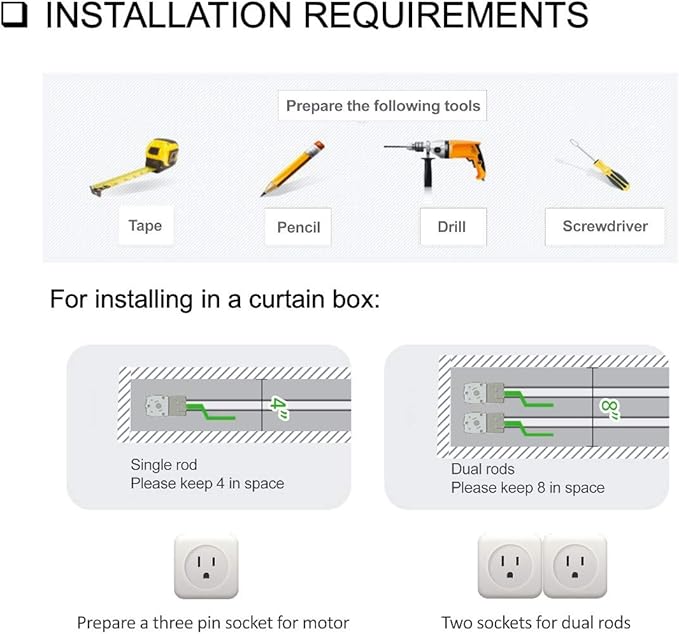 Homesupplier Smart Curtains, Remote Control Curtain Rod, WiFi Control, Compatible with Alexa, Google Home, Varied Length (13 ft Rod)
