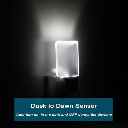 2 Pack 0.5W Plug in LED Night Light with Dusk to Dawn Sensor Daylight Cool White