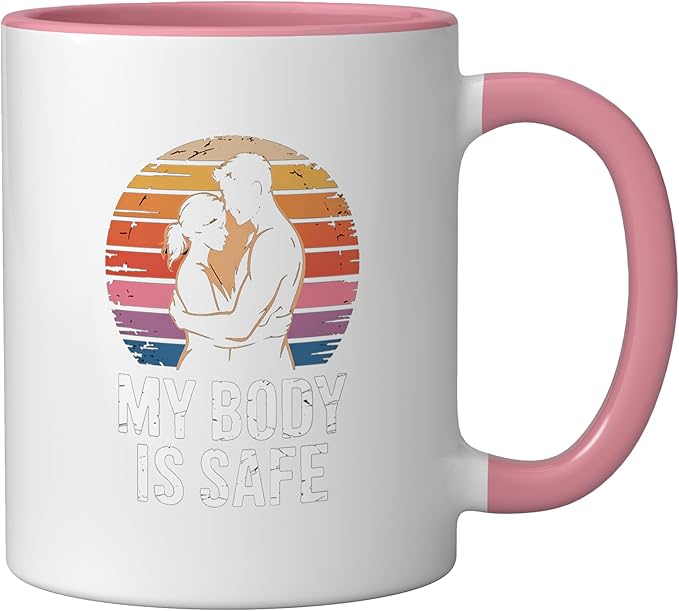 Breathing Relaxation Stress Relief Vagus Nerve Stimulation Ceramic Mug, Pink/White