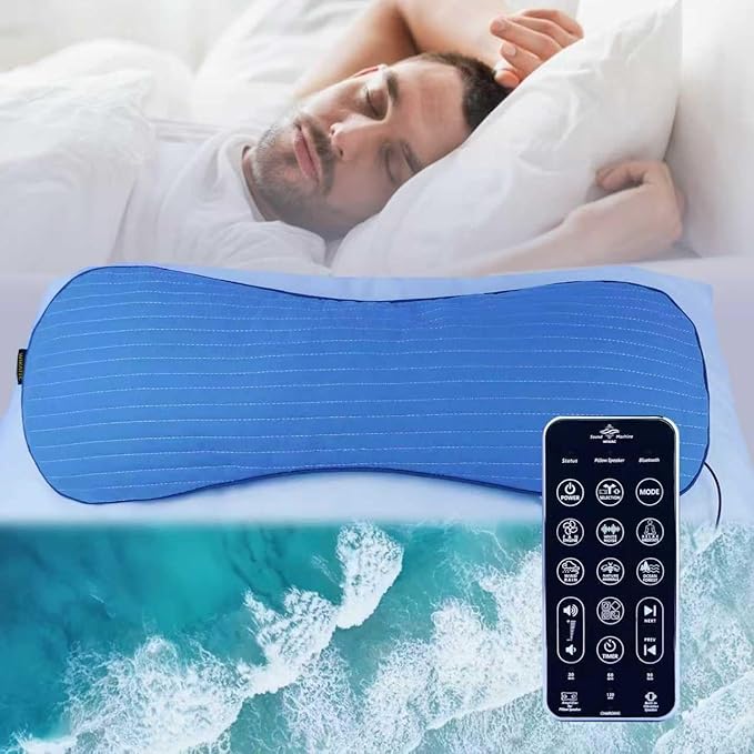 Wikac Bluetooth Soft Pillow Speaker for Sleeping,HQ Amplified Audio,50hr Play-Time,56 Natural 3D White Noise, 5 Timer, Comfortable Sleep Headphones with Bone Conduction Speakers for a Healthy Sleep