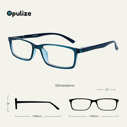 OPULIZE SEE Reading Glasses with Blue Light Blocking for Women and Men, Narrow Frame, Spring Hinges, Computer Gaming Glasses, Turquoise +2 (Pack of 1)
