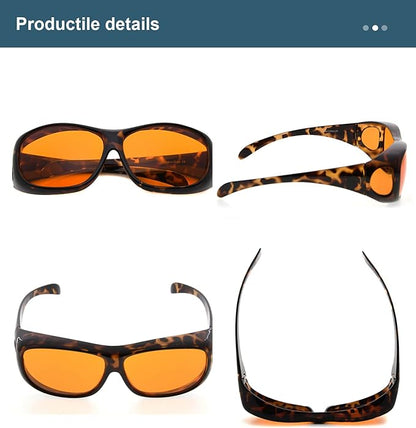 BLUELESS Fit over Blue Blocking Glasses with Orange Tinted Lens Sleep Glasses, Tortoise