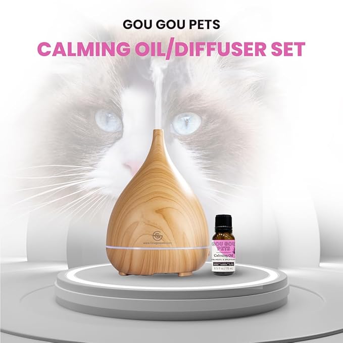 Holistic Natural Derived Calming Pet Essential Oil Blend & Diffuser Set for Anxiety: Relax Your Pet with Natural and Clean Ingredients While Providing Stress Relief - Made in USA – 15mL