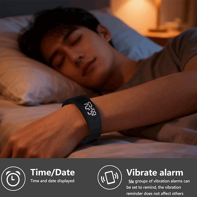 Silent Wake Up Wristband Alarm Clock for Men & Women, with Waterproof Design, Heavy Sleepers Bands, for Silent Alarm at Home Travel