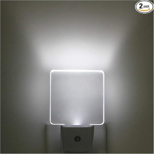 2 Pack 0.5W Plug in LED Night Light with Dusk to Dawn Sensor Daylight Cool White