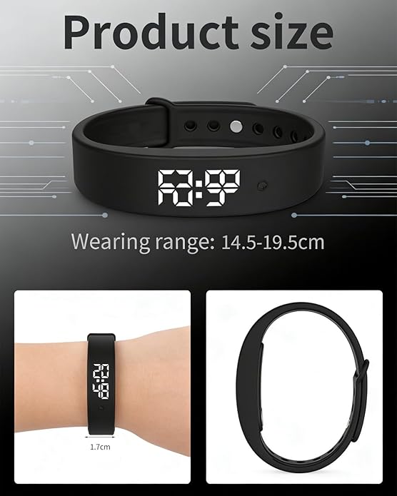 AIZAN Vibrating Alarm Wristband Fit Sleeps Silent Wrist Alarm Clock for Heavy Sleepers Adults Rise Bands Shock Watch Deaf People Bracelet Wearable Bed Shaker That Won't Wake Partner