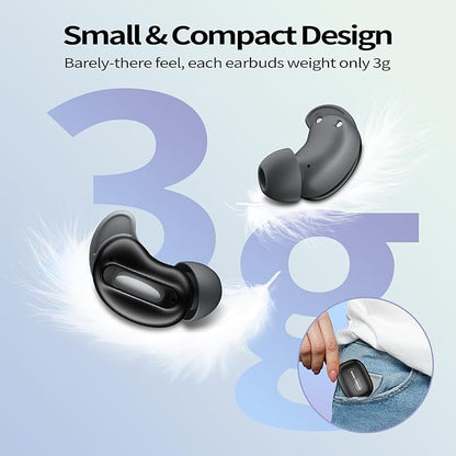 Sleep Earbuds, Mini ANC Wireless Earbuds Bluetooth 5.4 Headphones Deep Bass Stereo, 48H Playtime Ear Buds, 4 ENC Noise Cancelling Mic, In Ear IP7 Waterproof Earphones for Side Sleepers,Touch Control