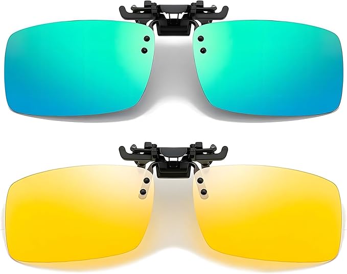 Clip on Polarized Night Vision Driving Glasses Flip up Sunglasses UV-400 to Wear Over Glasses for Night Driving