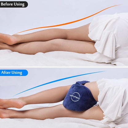Knee Pillow for Side Sleepers - Relief from Sciatica Pain, Back/Leg Pain, Pregnancy, Hip and Joint Pain Memory Foam Leg Pillow + Free Sleep Mask and Ear Plugs
