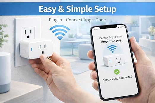 Compact Smart Plug, Works with Alexa & Google Assistant, Smart Life App & Voice Control, Energy Monitoring, Timer Scheduling, No Hub Required, App Remote Control, 2.4 GHz WiFi Outlet, 2-Pack