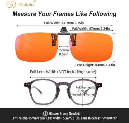 Goiteia Orange Blue Light Blocking Glasses Clip on for Migraine-Gaming Glasses for Eyes Strain/Light Sensitive-Help to Sleep