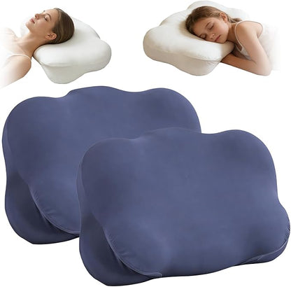 Cloud Pillow - Ergonomic Memory Foam Pillows, Zen Fluff Sleep Pillow with Neck & Shoulder Support, Adjustable Contour Neck Support for Side, Back, Stomach Sleepers, Breathable Anti-Wrinkle Pillowcase