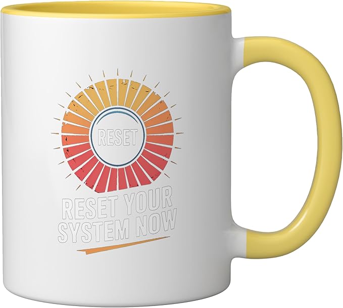 Relaxation Breathing Vagus Nerve Stimulation, Stress Relief Ceramic Mug, Yellow/White