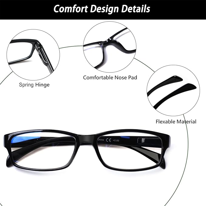 JOSCHOO Computer Reading Glasses for Women and Men 6 Pack Blue Light Blocking Spring Hinge Readers