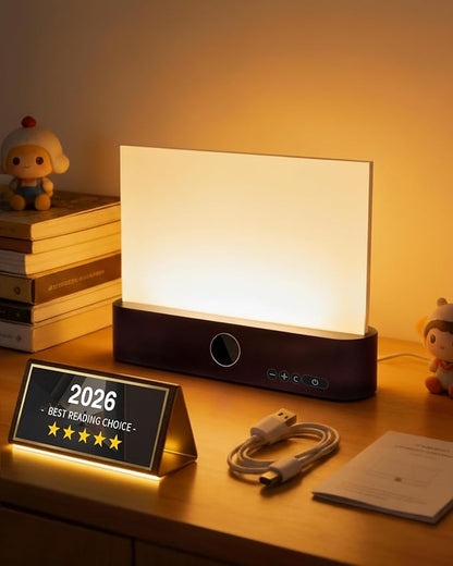Book Light for Reading at Night Rechargeable Booklights Flat Smart LED Page Glow up Full Bookmark in Bed Loght Portable Panel Lamp Best Full Screen Luz Para Leer Libros De Noche Shelf