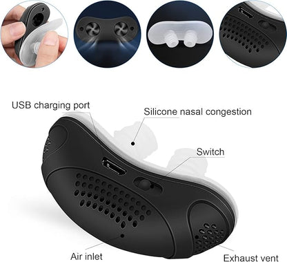 Electric Anti-Snoring Device - Gentle Physical Intervention Helps Reduce Snoring Improves Sleep Quality Portable Rechargeable Design Unisex Solution for All Nose Shapes