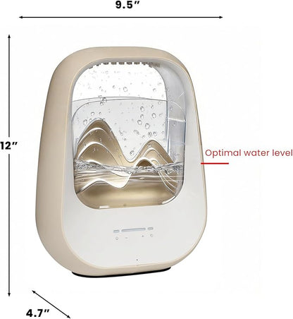 Rain Drop White Noise Machine with Realistic Rain Sounds – Sleep Therapy Humidifier, Bluetooth Speaker, Ambient Light & Aroma Diffuser for Bedroom Relaxation, Meditation & Stress Relief(Beige)