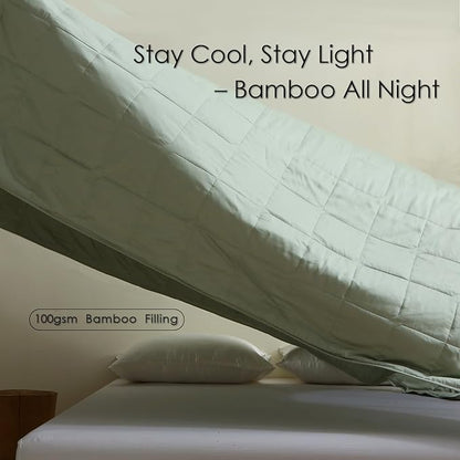 EP Mode Lightweight Quilt Blanket for Summer, Viscose from Bamboo Fabric & Filling, Natural, Breathable & Machine Washable- Sage Green, Queen